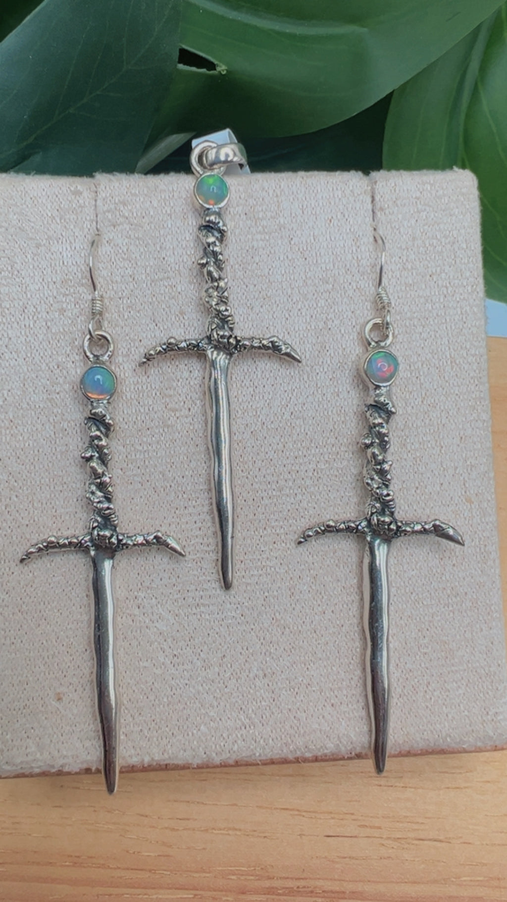 Snake Dagger Opal Set Sterling Silver 925