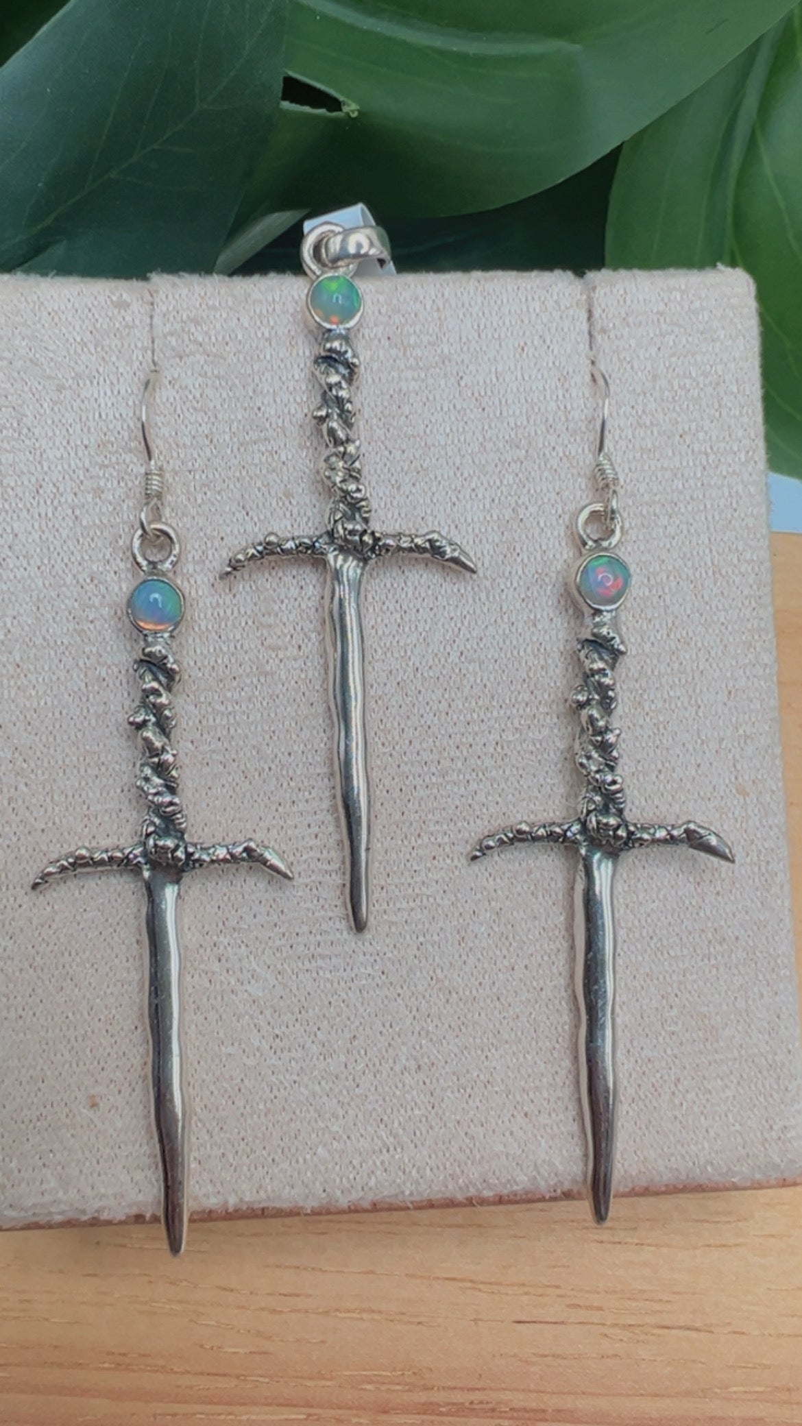 Snake Dagger Opal Set Sterling Silver 925