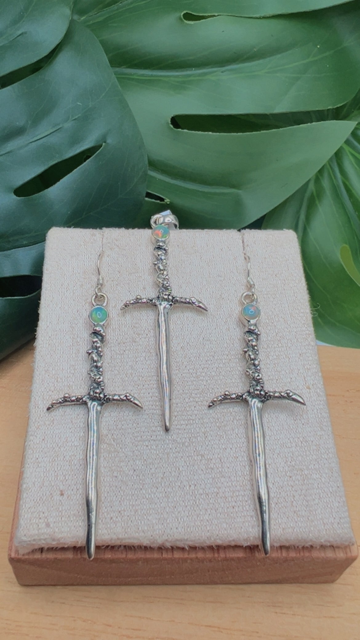 Snake Dagger Opal Set Sterling Silver 925